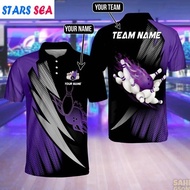 【FREE CUSTOM】3D Bowling Polo Shirts For Team BO0376 Bowling Balls And Pins With For Men, Casual Stre