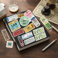 40PCS Vintage Airline Ticket Stickers - Waterproof Vinyl Decals for Phone Case, Luggage & Helmet (Bo