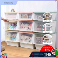 THE 28/42/54L Large Capacity St orage Box With Transparent Lid Stackable Toy Snack Storage Cabinet