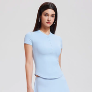 Cosleaf Womens Sportswear ชุดกีฬาสุดชิคผู้หญิง เสื้อยืดติดกระดุมเหมาะสำหรับออกกำลังกายหรือใส่ทุกวัน