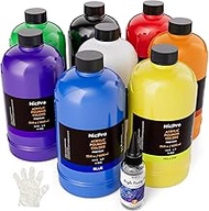 Nicpro 8 Colors Large Bulk Acrylic Pour Paint Set (33.8 oz, 1000 ml) Premixed High Flow Art Pouring 