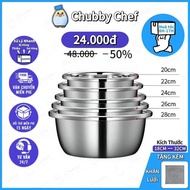 High-quality multi-purpose stainless steel basin 1000ML5800ML Chubby Chef thick with rim, 18-32cm di