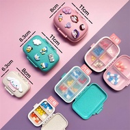 Cute Cartoon Portable Mini Sealed Double-Layer Large-Capacity Medicine Storage Box With Lid Wheat Straw Small Pill Capsule One Week