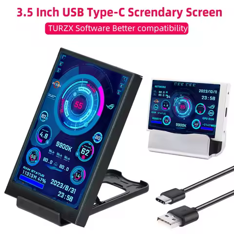 3.5 Inch Type-C Secondary Screen for Computer CPU RAM GPU HDD Monitor 320*480 IPS LCD ISB Display TU