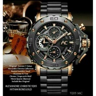 Jam Tangan Pria Alexander Christie 9205 MC Rose Gold Black Original AC