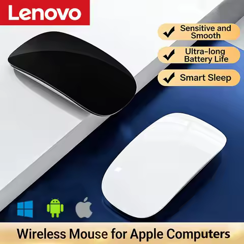 Lenovo Wireless Bluetooth Touch Mouse Rechargeable Silent Mouse Ergonomic Portable PC Smartphone Tab