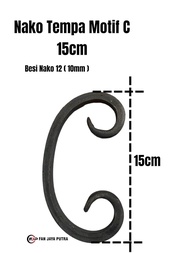 Ornamen Nako Tempa Motif C 10cm Besi Nako 12 ( 10mm ) | Nako Tempa Letter C