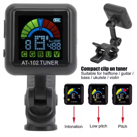 Aroma AT‑102 Guitar Tuner, Violin Tuner Guitar Clip‑on Tuner USB Rechargeable Built‑in Battery Violi