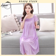 LASSE Satin Sleepwear Plus Size Pajamas Ice Silk Nightdress Pyjamas Baju Tidur