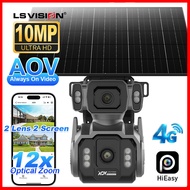 LS VISION 10MP 24/7 Recording Dual Lens Dual Screen AOV (Always on Video) 4G Solar CCTV Camera 12X O