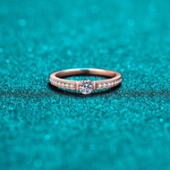 Moissanite Ring 0.3ct D Color 18K Gold Plated 925 Silver Women Promise Ring Sizes 4-10 With Box