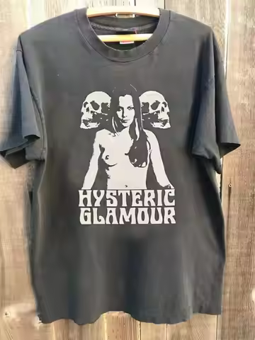 Hysteric Glamour Skull Basic Style Charcoal Unisex T shirt Summer unisex Loose and Breathable cotton