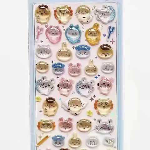Chiikawa Stickers Cute 3D Decorative Decals Waterproof Adhesive Stickers for Phone Case Laptop Water
