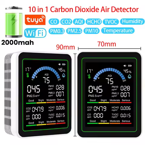 10 In 1 PM2.5 PM10 HCHO TVOC CO CO2 Air Quality Detecto Formaldehyde Monitor Home Office Air Quality