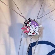 DIA WJS Cute Creative Kuromi Couple Necklace Stitching Necklace Melody Hellokitty ic Necklace Anime Necklace Best Friends Necklace Female Clavicle Chain