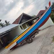 Kapal Perahu Full Fiberglass Panjang 6M X 1.4M Extra Sayap Kiri Kanan Tinggi Trans Semulut 2 Kapal N