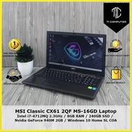 MSI Classic CX61 MS-16GD Intel i7-4712MQ 2.3GHz 8GB RAM 240GB SSD Nvidia GeForce 940M 2GB Laptop Ref