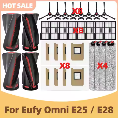 Compatible For Eufy E25 Omni / E28 Omni Vacuum Replacement Parts Main Side Brush Roller Mop Dust Bag