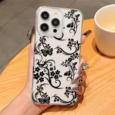 Black Butterfly Flower Phone Case for Infinix itel A90 Note GT 50s 40 30i 12 11 10 Zero 30 20 Smart 