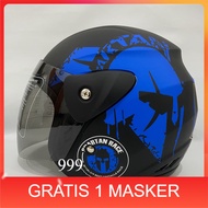 7.7 Helm Motor ORIGINAL Evo Spartan Biru Doff Half Face Nouvo Helem SNI Helm Motor Dewasa Motif - b