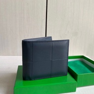 BV * Braided Cowhide Diamond Genuine Leather Half Fold Men Short Wallet