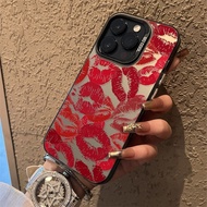 Casing iphone 11/12/13/14/15/16 Pro max Full screen lip prints for girls Silicone Case For iPhone 11