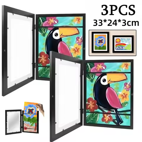 1/2/3PCS Children Art Frames Magnetic Front Opening for Poster Photo Drawing Paintings Pictures Kids