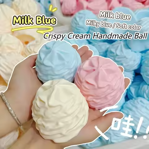 Crispy Cream Handmade Ball Squishy Crunchy Stress Ball Squishy Toys Moldable Squeeze Ball ASMR Senso
