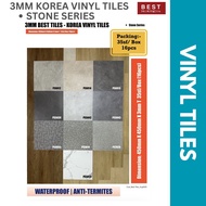 3mm Best Tiles (Korea Vinyl Tiles) | Dimension: 450 X 450mm X 3mm T | 35sf/Box (16pcs)