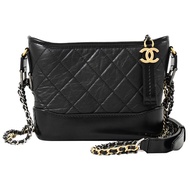 CHANEL A91810 Gabrielle Hobo 小羊皮雙色鍊帶流浪包.黑