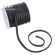 1roll PU Imitation Leather Cord for Clothing Flat Black 6x2mm about 21.87 Yards(20m)/Roll
