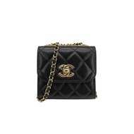 Chanel Trendy CC 羊皮金扣迷你鏈條斜背包(A81633-黑)