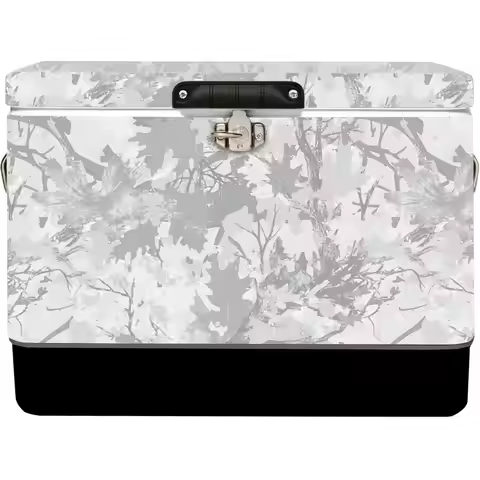 Durable 54 Qt. Metal Cooler with Plastic Lining, Portable Outdoor Beverage Chest for Camping and Tai