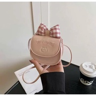[Peinn] Cute little checkered bow mini crossbody bag, PU leather with long strap size 11 for mothers