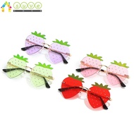 SUVE Strawberry Sunglasses, Metal Halloween Costume Rimless Sun Glasses, Women Street Snap Y2K Shade