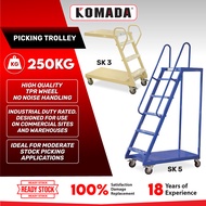 KOMADA™ (SK) Picking Ladder Trolley Industrial Platform Picking Trolley Warehouse Mobile Picking Lad