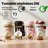 MERAH 304 Stainless Steel Tumbler 500ml Capacity Cute Rabbit Design Lasts Up to 8 Hours With Lid Bei