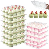 12Pcs Cupcake Containers 12 Holes Clear Plastic Cupcake Holders with Detachable Lid Stackable Cupcak