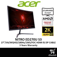 ACER NITRO ED270U S3 / ED270US3 27" CURVED GAMING MONITOR ( 27" VA WQHD / 1MS / 180HZ / FREESYNC / H