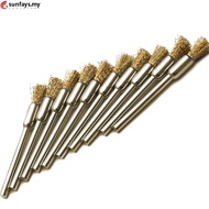 【S-HOT】15Pcs 5mm Brass Rotary Wire Wheel Pencil Polising Brushes For Power Drill Tool