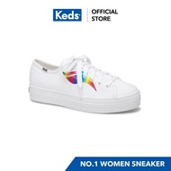 KEDS WF64032 CREW KICK WAVE CANVAS RAINBOW WHITE Women's lace-up sneakers white hot sale