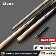 White Wolf Series Pool Cue 10mm Small Tip | Maple Wood Shaft, 3/4 Split Design | untuk Kawalan Tepat