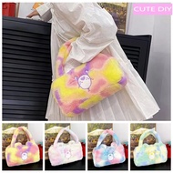 BASILBLA Love Bear Carebears Plush Bag Multicolor Print Cartoon Handbag Cute Tote Bag Rainbow Bear Crossbody Bag Female