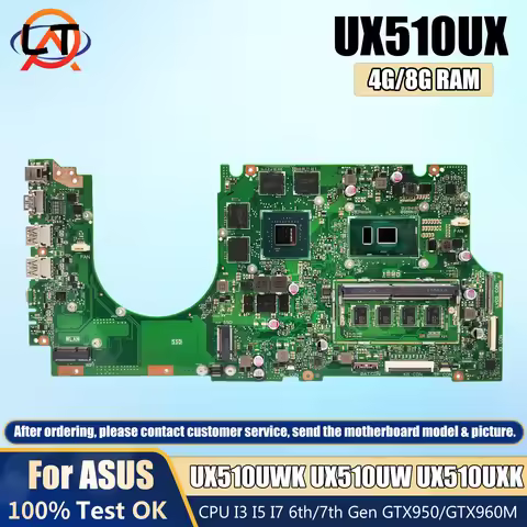 UX510UX Laptop Motherboard For ASUS ZenBook UX510UWK UX510UW UX510UXK Mainboard CPU I3 I5 I7 6/7th G
