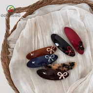 ERZAP Curved Ellipse Hairpins, Colorful Bow Vintage Sweet Elliptical Acetate Hair Clips, Korean Styl