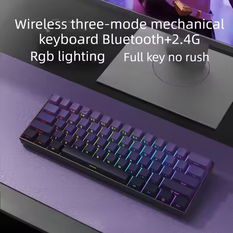 Wireless Gaming Mechanical Keyboard Bluetooth 60 Percent RGB White Triple Mode Portable Keyboards ke