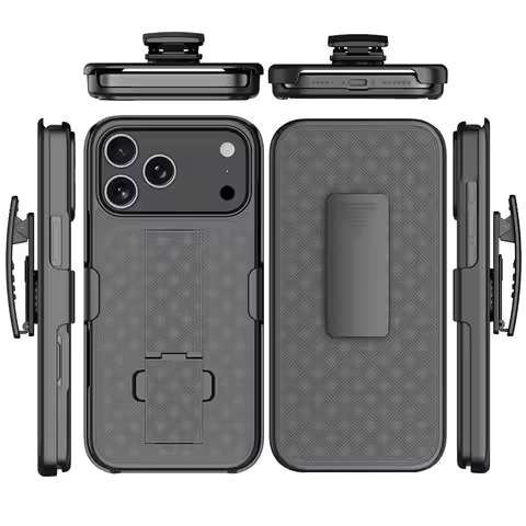 2In1 Phone Shell Holster Combo Case W/ Kickstand Waist Belt Clip Phone Cover for IPhone Air 17 Pro M