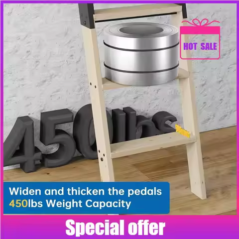Favorite 8FT Wooden Step Ladder with Build-in Handrail,Multi-use for Loft Stairs,Library Bookshelf,K