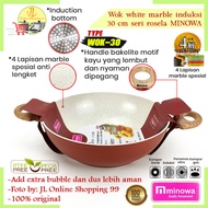 Minowa wok 30cm white marble series Non-Stick ceramic Roselle WK-30/Frying Pan/Induction Electric Cauldron