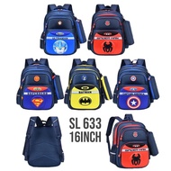 Elementary School Kids School Bag waterproof Water Repellent BONUS Pencil Box spiderman batman captain america